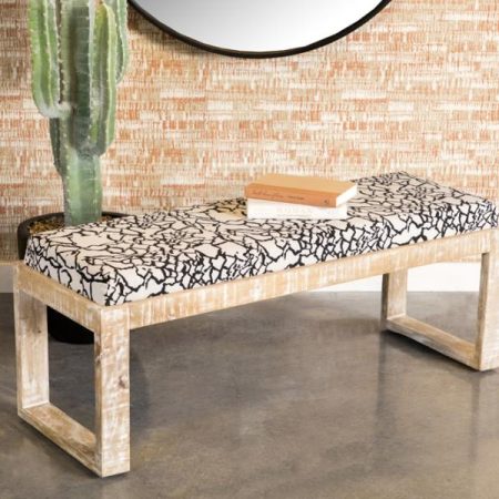Aiden Sled Leg Upholstered Accent Bench Black And White