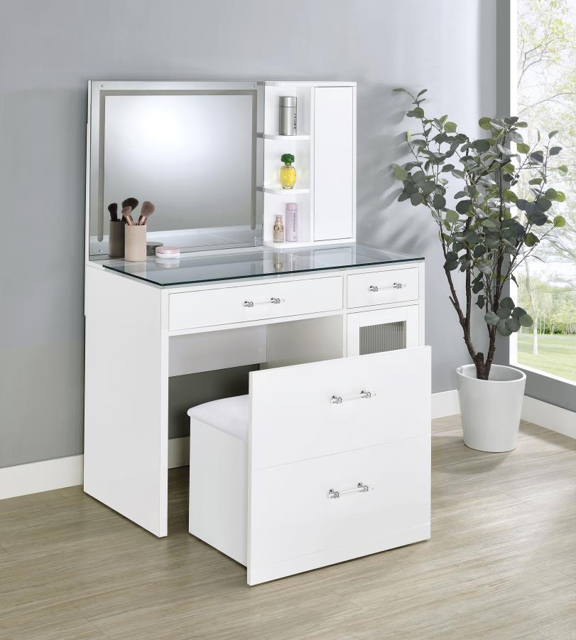 Flora White Vanity with LED Mirror