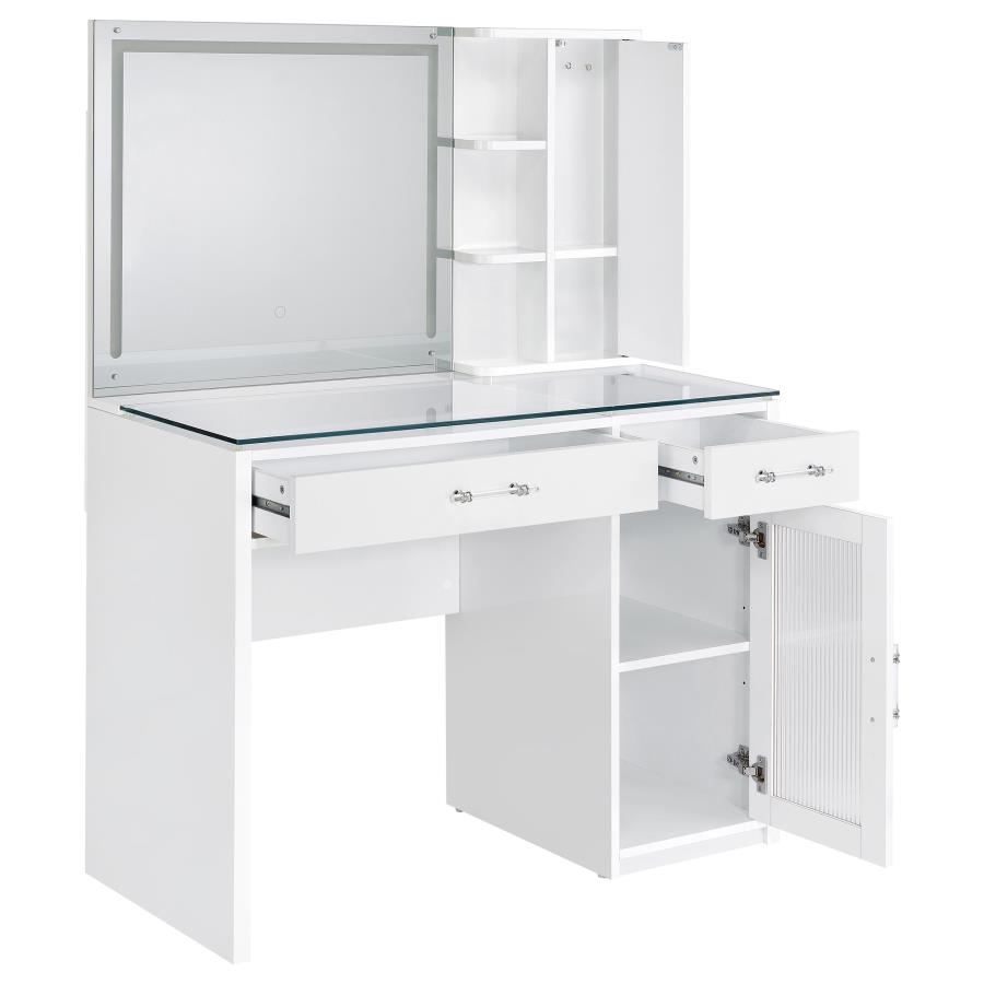 Flora White Vanity with LED Mirror - Image 2