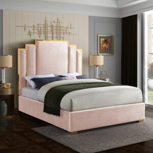 Hugo Pink King Velvet Bed