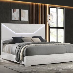 Ives White LED King Bed