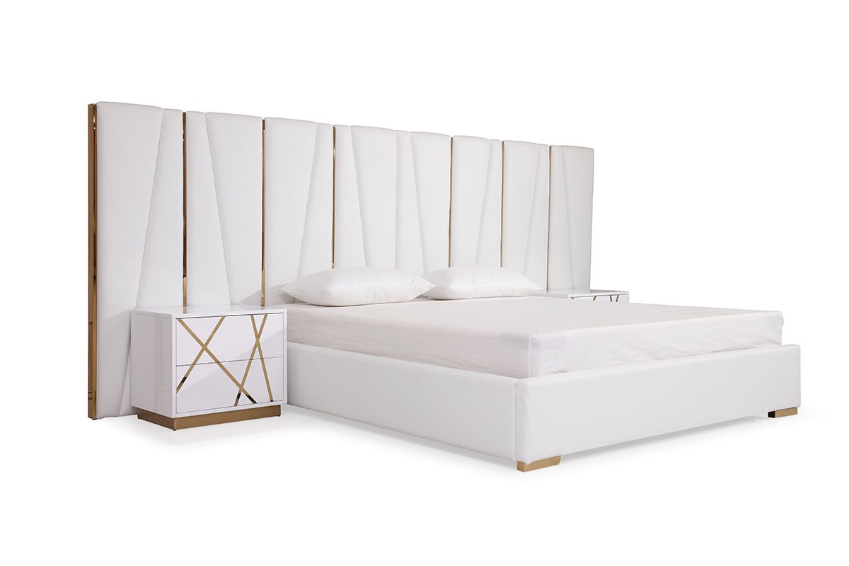 Modrest Nixa Modern White & Gold Bed Room Collection - Image 3