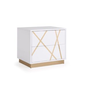 Modrest Nixa Modern White & Gold Nightstand