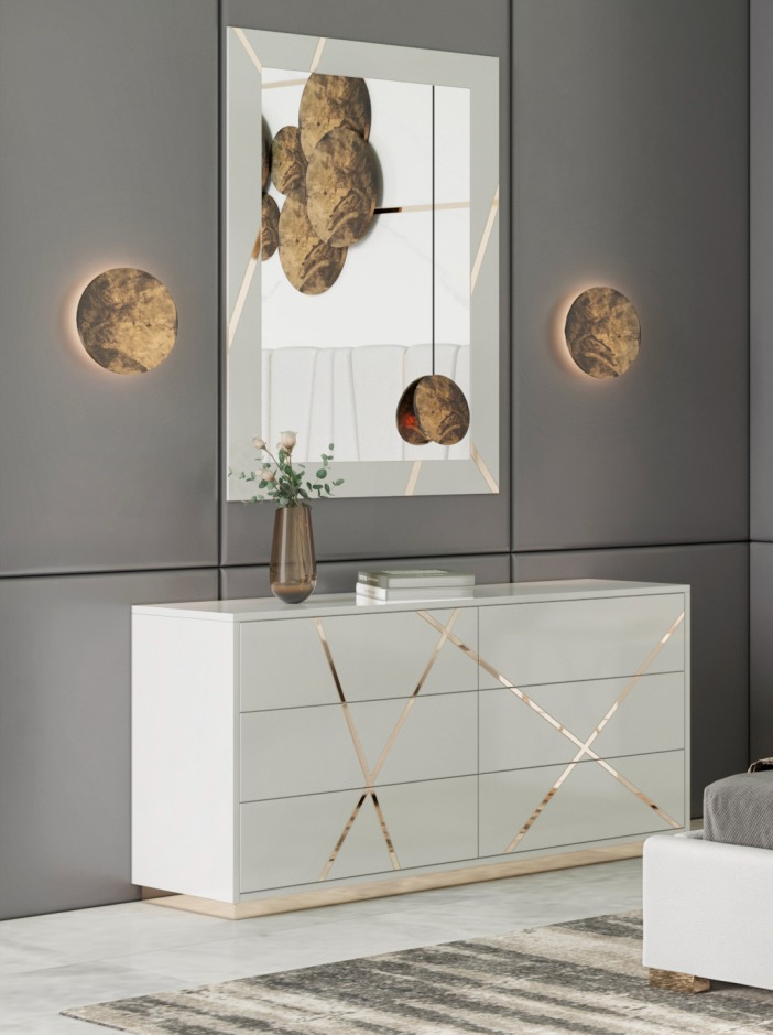Modrest Nixa Modern White & Gold Bed Room Collection - Image 6