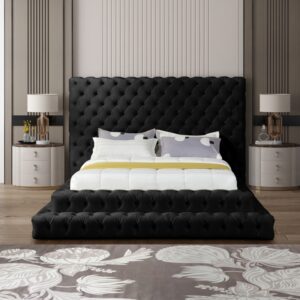 Revel Black Queen Velvet Upholstered Bed