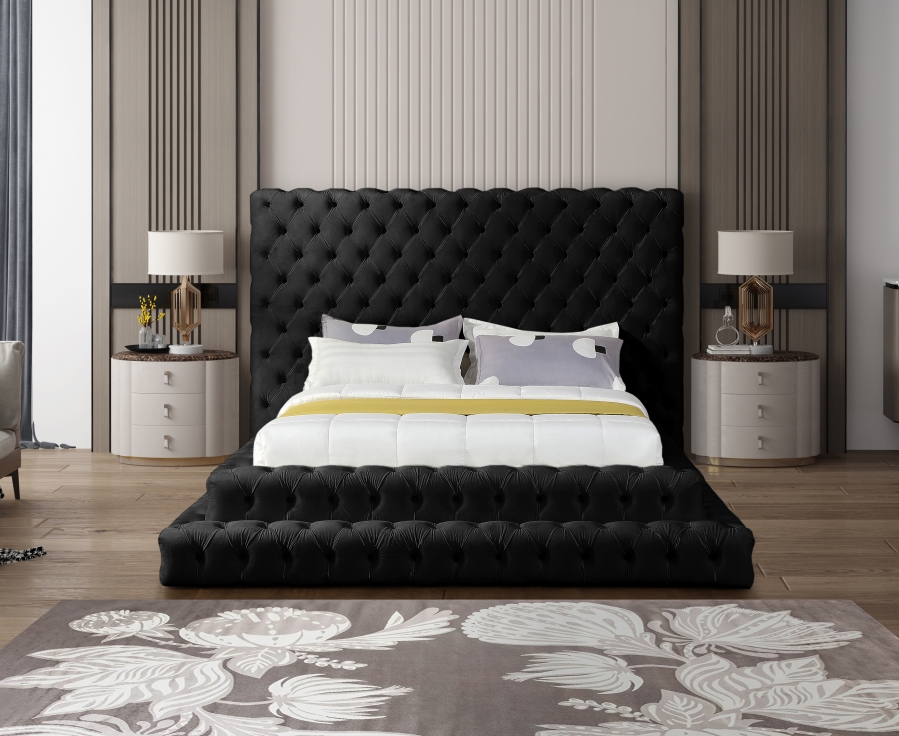 Revel Black Queen Velvet Upholstered Bed