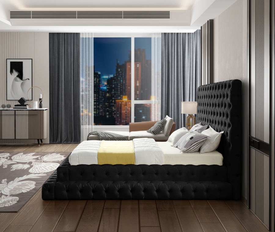 Revel Black Queen Velvet Upholstered Bed - Image 2