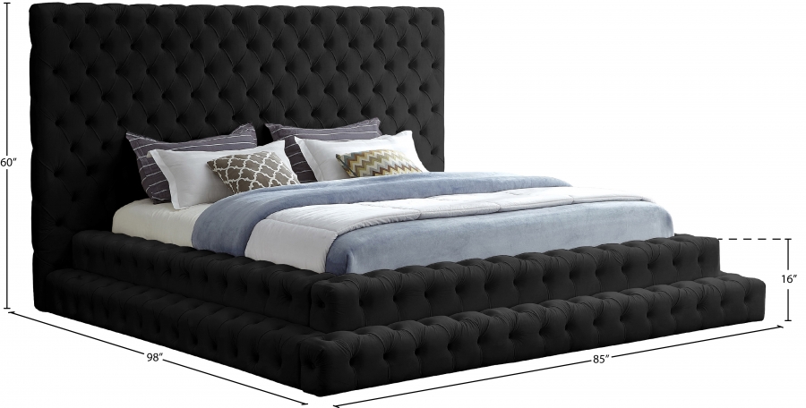Revel Black Queen Velvet Upholstered Bed - Image 3