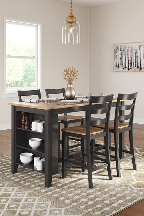 Gesthaven Dark Brown Counter Height Dining Table Set