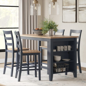 Gesthaven Counter Height Dark Blue Dining Table Set