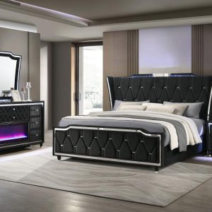 Lorient Black LED Bedroom Collection