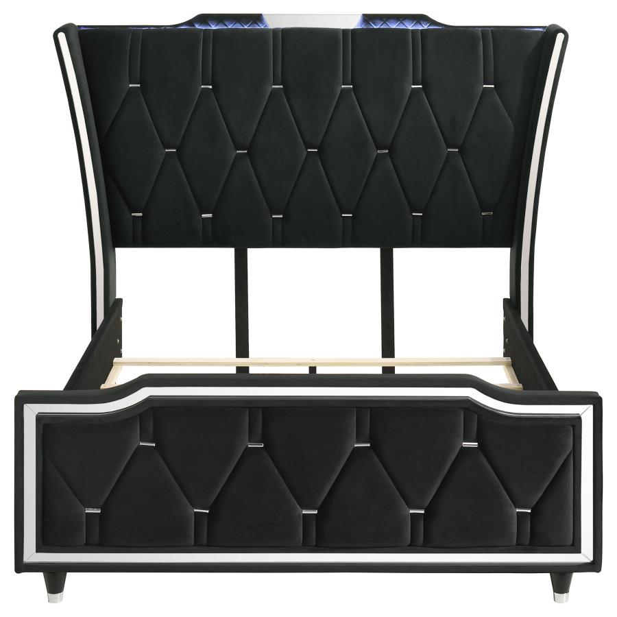 Lorient Black Wingback LED Queen Bed - Image 2