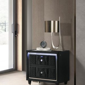 Lorient Black LED Nightstand