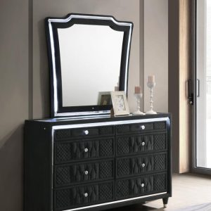 Lorient Black LED Dresser & Mirror