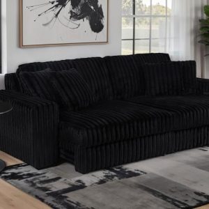 Jacana Black Retractable Power Sofa Chaise